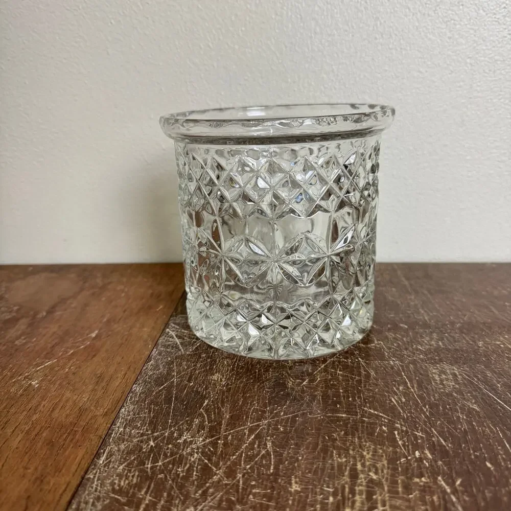 Vintage Cut Crystal Biscuit Jar NO LID Utensil Storage‎ Container